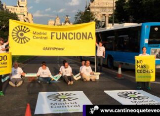 En Madrid central la policía desaloja a piquetes de Greenpeace Cantineoqueteveo News - Piquetes de Greenpeace en Madrid central